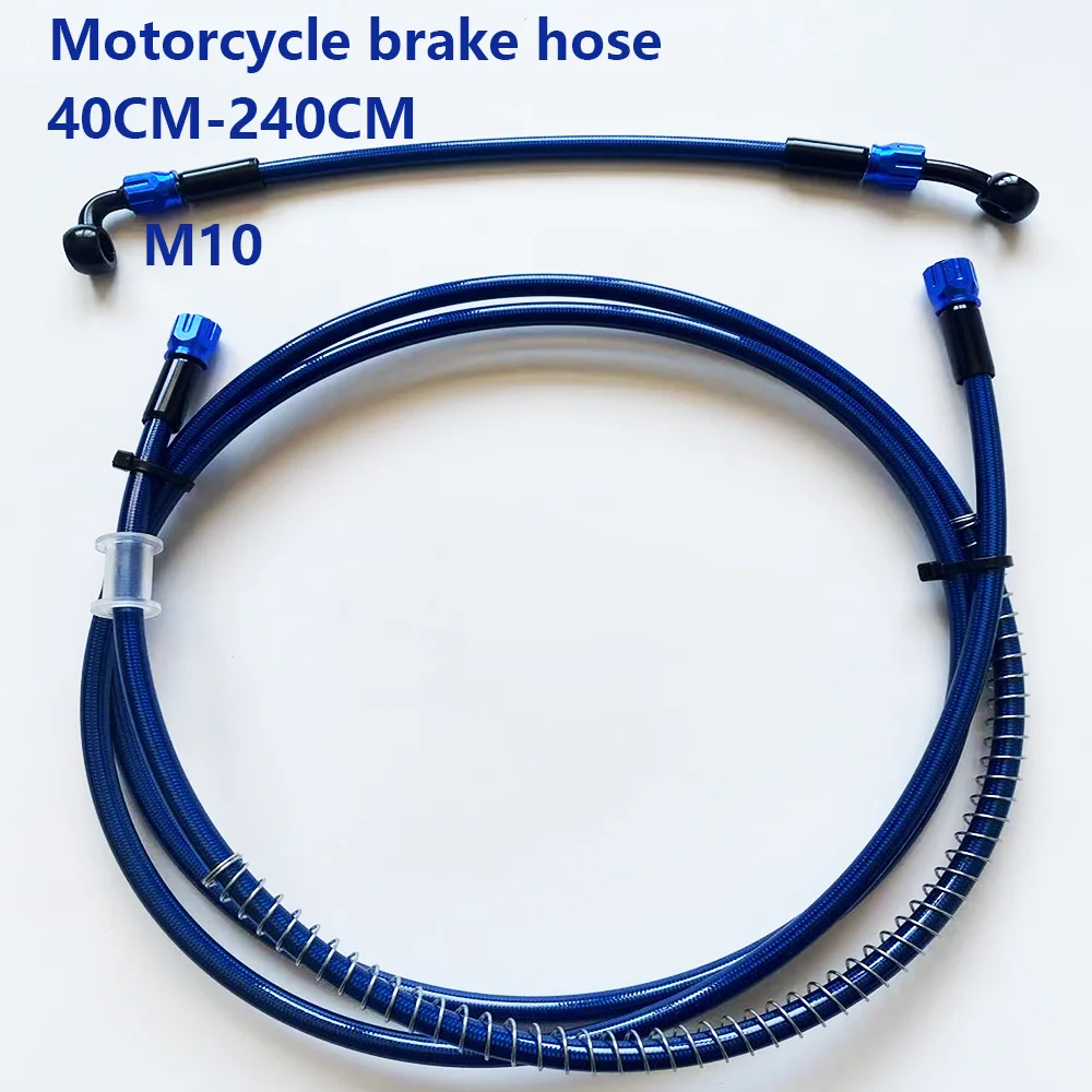 

Blue stainless steel braided brake hose suitable for motorcycle oil pipe clutch pipe 360 ° rotation seat joint 0 ° 28 ° 45 ° 90