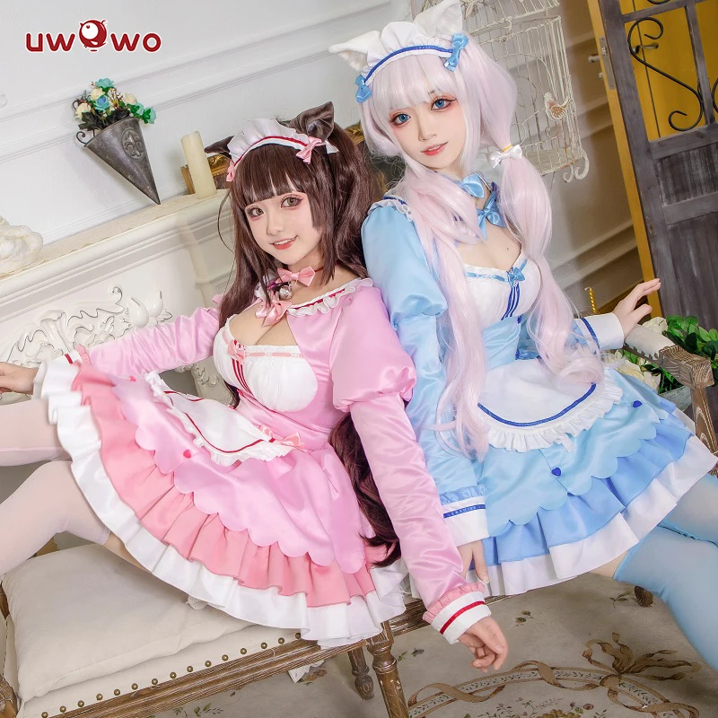 UWOWO Game NEKOPARA Vol.4 Vani Người Giúp Việc Mặc Trang Phục Hóa Trang Chocola Vani Màu Xanh Dễ Thương Đầm Nữ Cô Gái Trang Phục