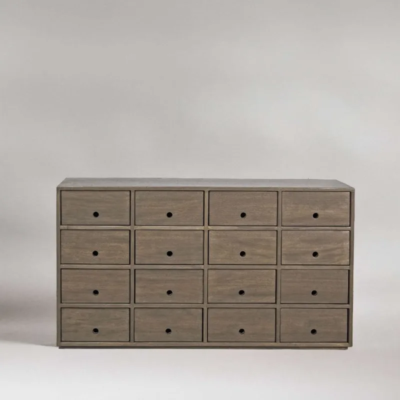 Retro wabi-sabi solid wood sixteen-bucket cabinet Kasnan wood track side tenon and locker customization