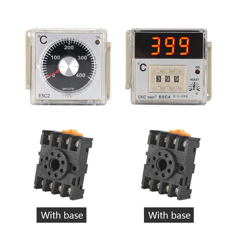 

E5C2 E5C4 Intelligent Thermostat Digital Display/pointer Type K Type PT100 PID/bit Control with Base 220V 0⁓399℃/0⁓999℃