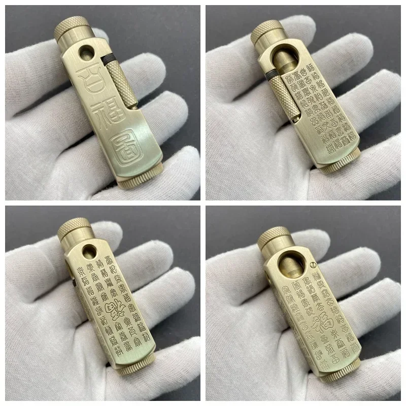 Handmade Original Copper Carved High-grade Brass Special-shaped Kerosene Lighter Collectible Lighter Men\'s Toy Gadget