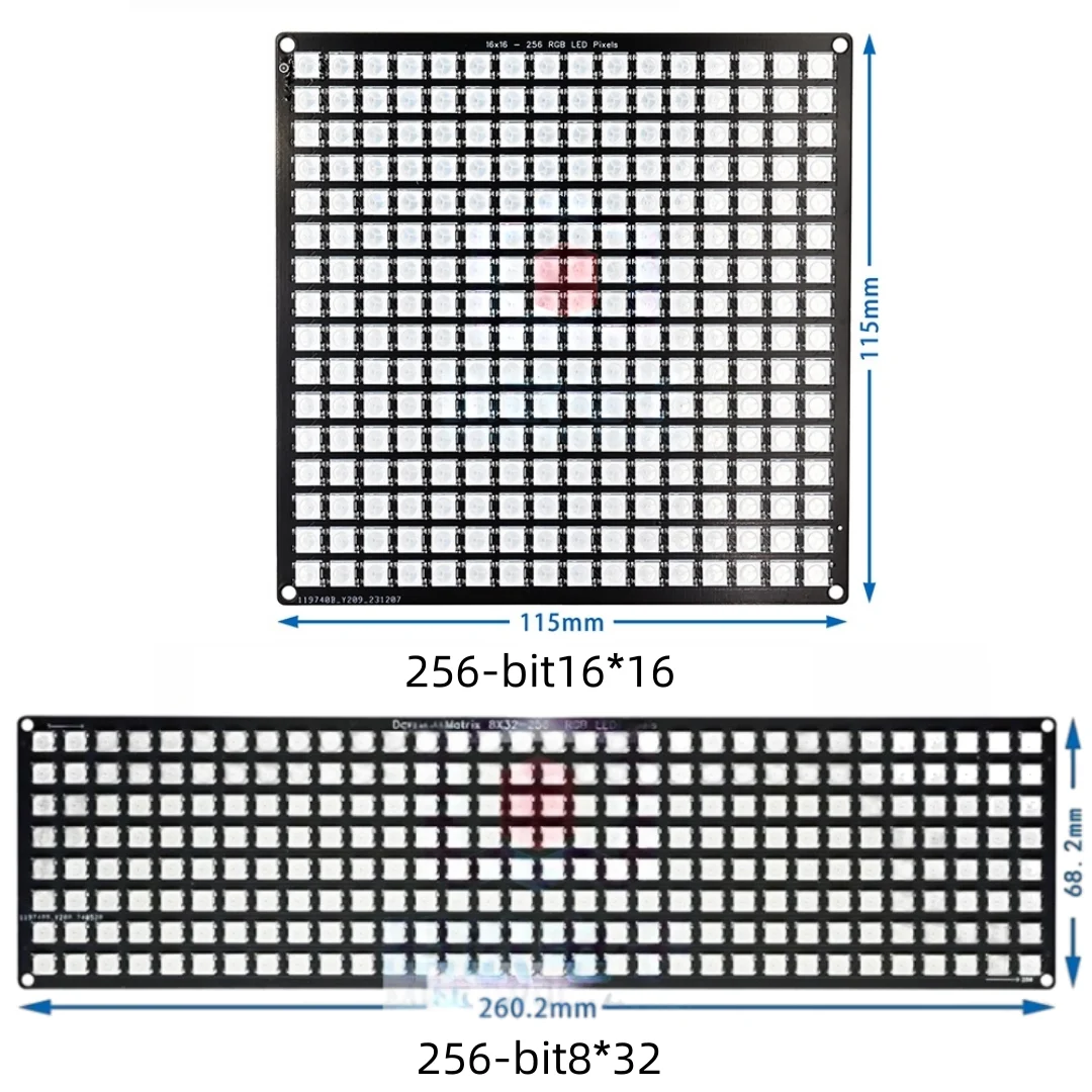 256-bit square panel 16x16 / rectangular panel 8x32 WS2812 RGB LED with built-in full-color driver lights