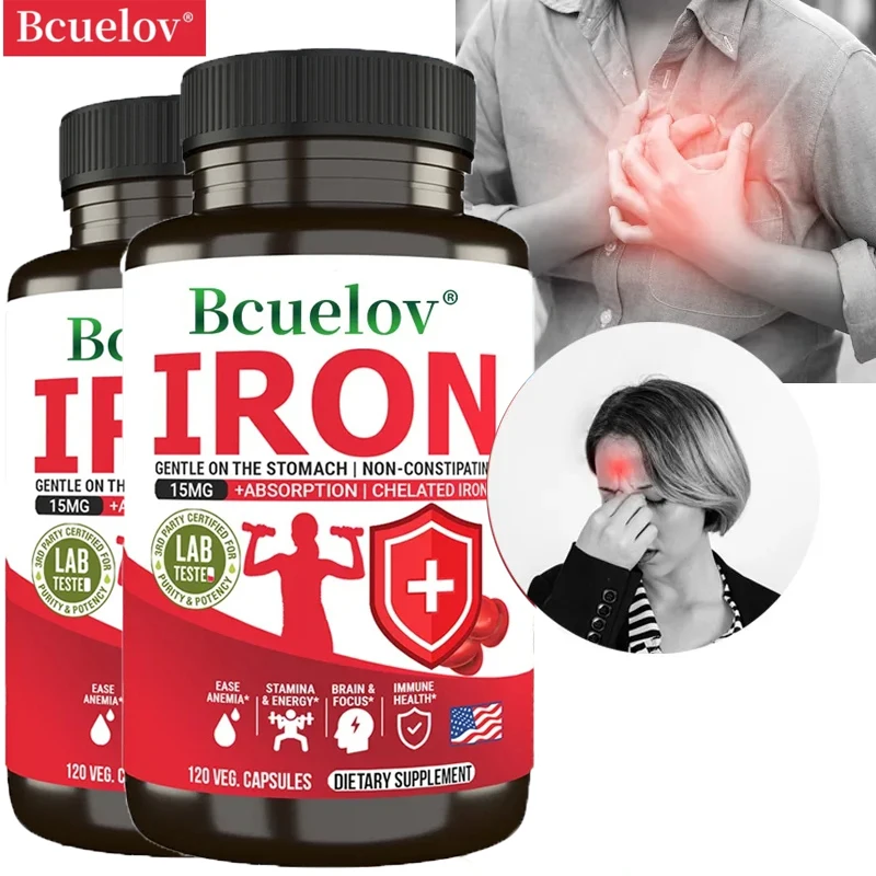 Iron Supplements - Help Maintain A Healthy Immune System and Brain Health, Boost Energy Levels and Fight Fatigue, Relieve Anemia