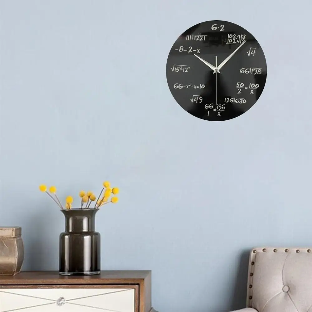 Engineer Gift Silent Math Wall Clock with Non-ticking Quartz Movement Wooden Classroom Decor Clock with Hanging Hook Educational