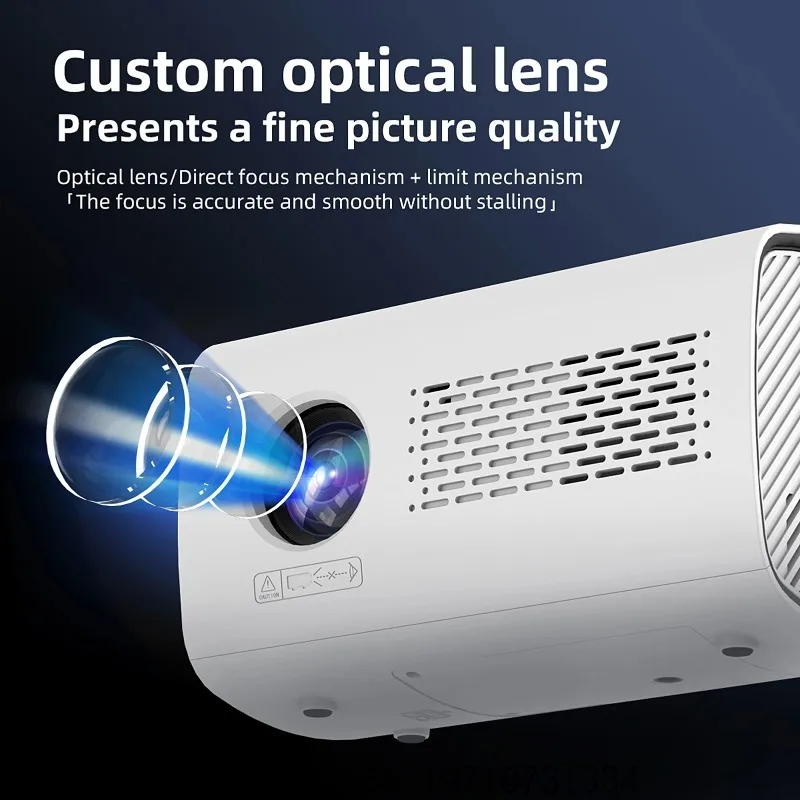 Mini Projector 720P WiFi6 Home Theater Support 150in Display Same Screen Movie Projector Auto Focus w/ Speaker for Home Theater