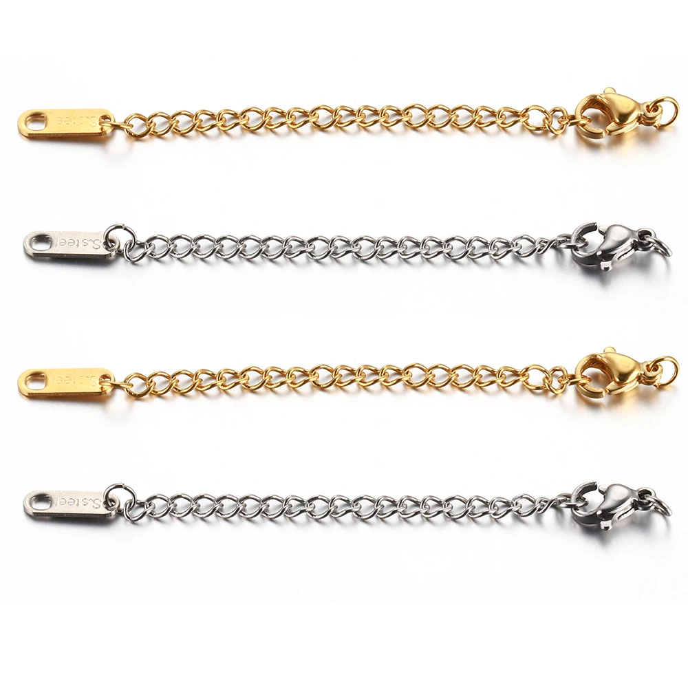 10-20pcs Stainless Steel Extended Extension Tail Chain Lobster Clasps Connector for Bracelet Necklace DIY Jewelry Making Finding