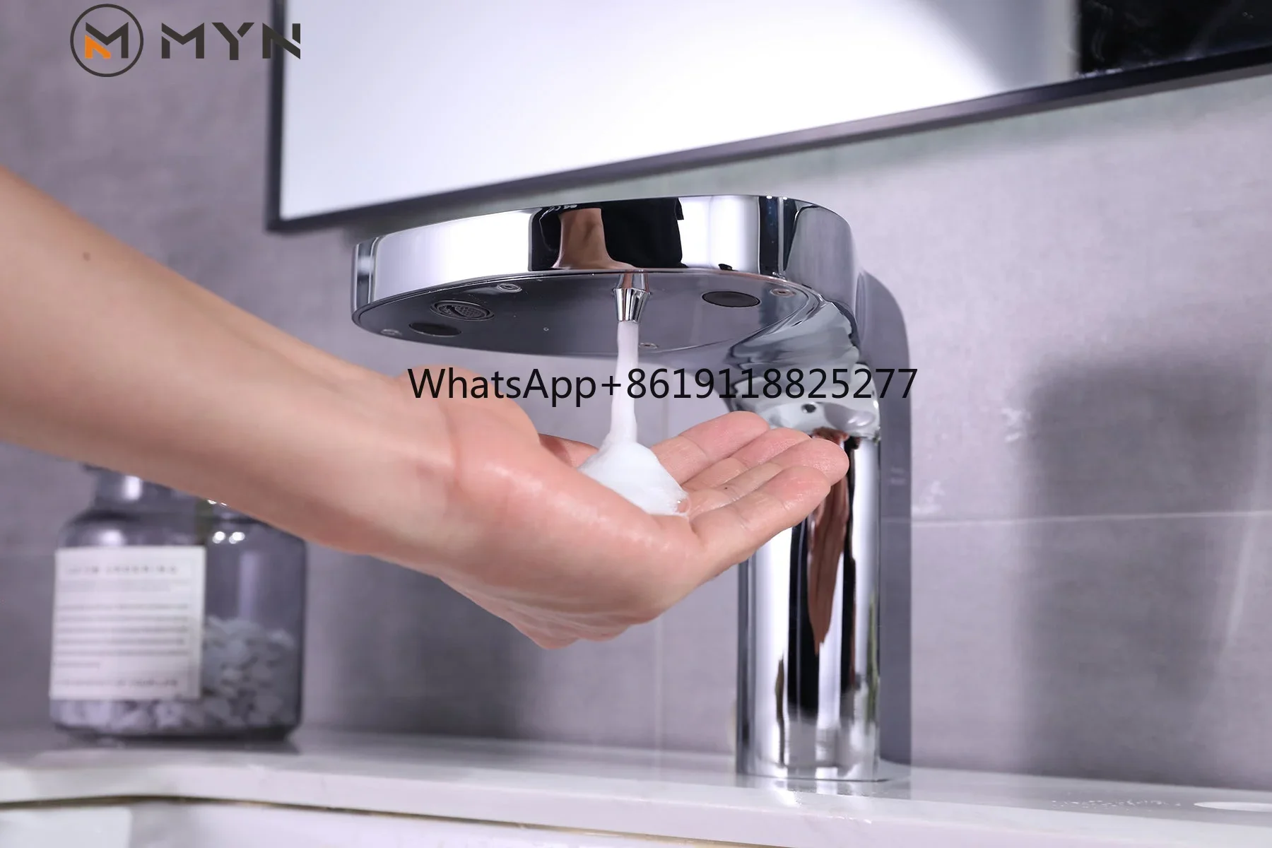 2024 New Design Brass Automatic Sensor Tap  Integrated Soap Dispenser 2 in 1 Washroom Basin Sink Smart Faucet