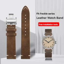 For Longines Freckle Collection Retro Cowhide Watch Bands Vintage Brown Matte Leather Bracelet Wristband 19mm Retro Style Strap
