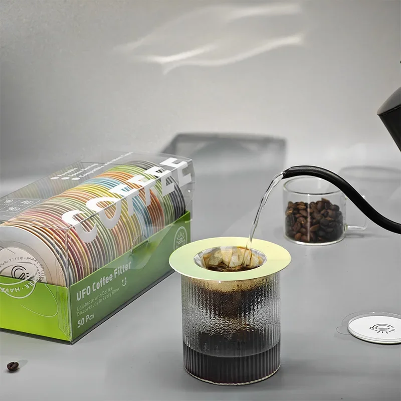 Coffee Filter Paper Flying Saucer Shape Hanging Ear Filter Paper Hand Brewed Coffee Powder Disposable Filter Paper view 2