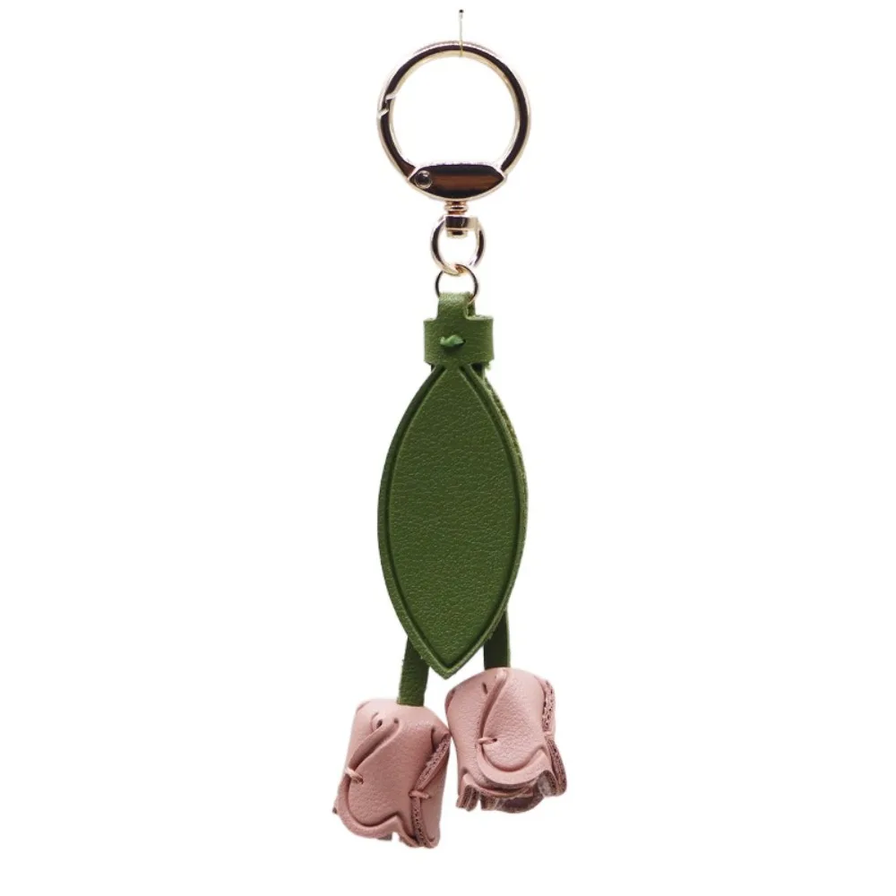 Zoete Tulp Tas Hanger PU Leer Dopamine Verse Rugzak Decoratie Tas Match Accessoires Koreaanse Stijl Autosleutelhangers Meisje
