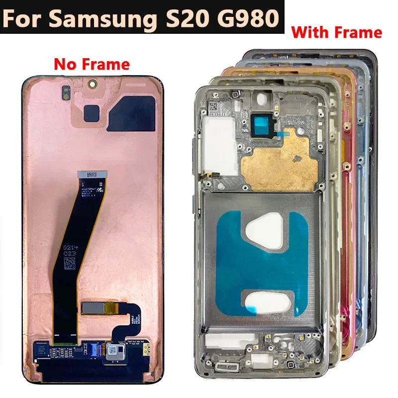 OLED For Samsung Galaxy S20,G980F,G980F/DS With Frame Display Touch Screen Digitizer For s20 plus G986B/DS G985F LCD replacement