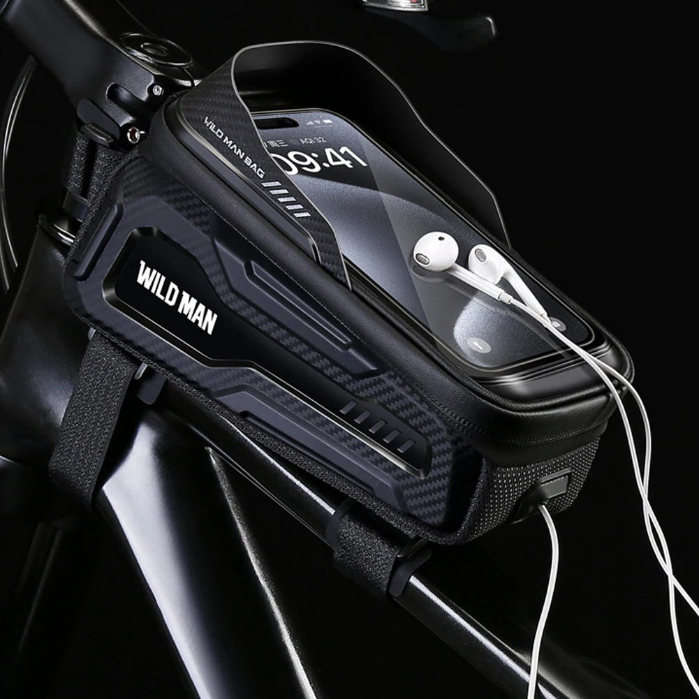 Bike 1L Frame Front Tube Bicycle Waterproof Phone Case Holder 4.7-6.8Inches Touch Screen Bag Reflective Sun Visor Bike Frame Bag