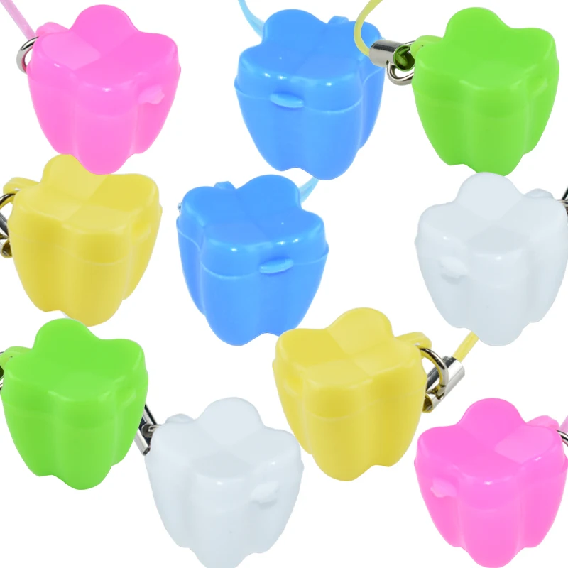 

10pcs Tooth Storage Box Baby Tooth Box Organizer Baby Milk Tooth Fairy with Necklace Souvenirs Gift Tooth Storage Box