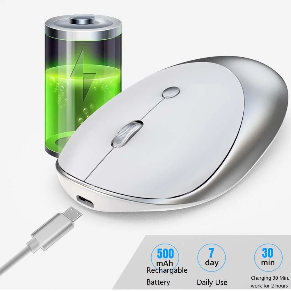 Con mouse wireless Bluetooth BT5.0 BT3.0 2.4G 3 modalità condivisione 3 PC Mouse senza noiceless Rullo metallico Mouse da gioco ricaricabile 1600 DPI