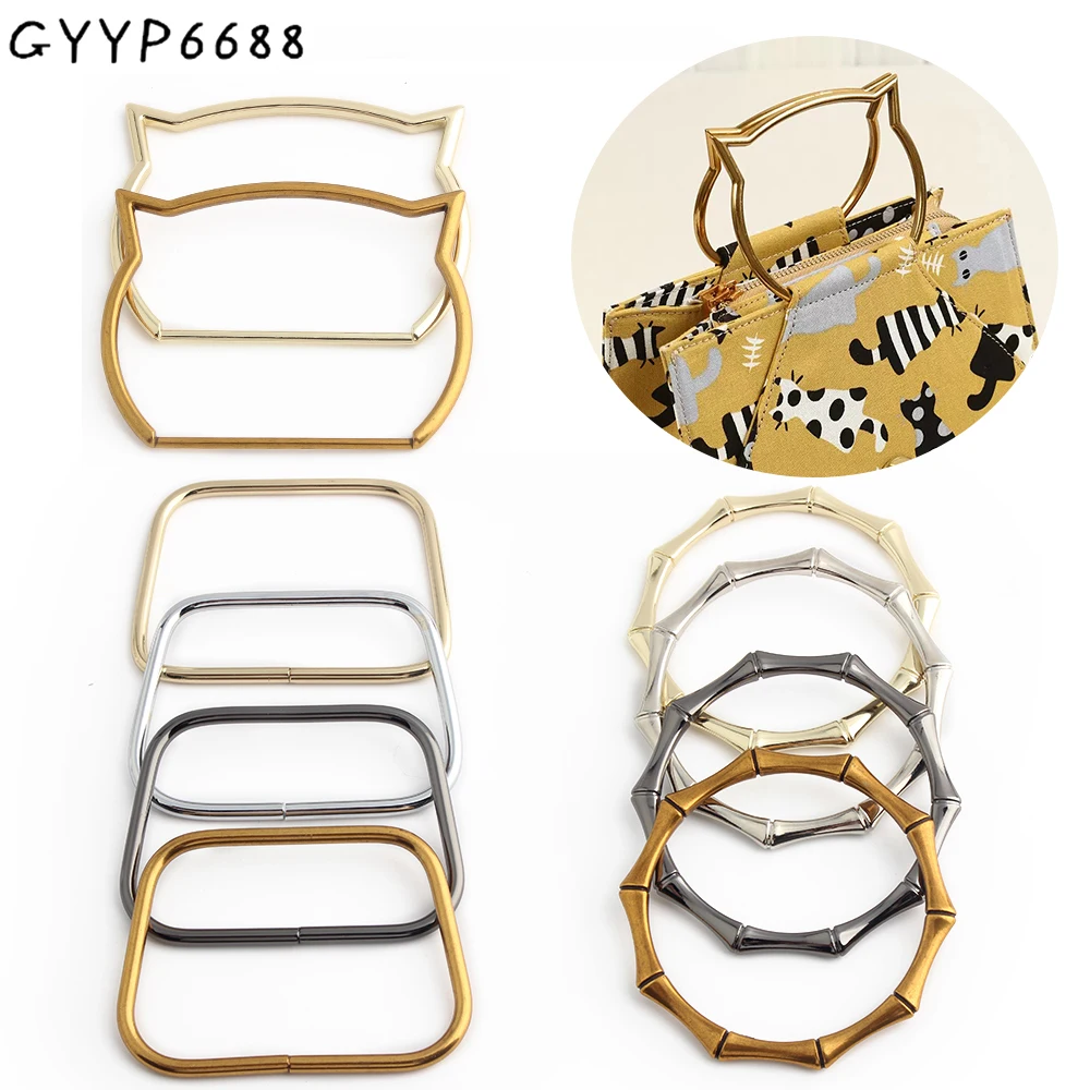 2/4/10PCS Bamboo Elbow Elastic Bracelets Cat Ear Metal Handle For Bag Strap Shoulder Purse Frame Luggage Decoration Accessories