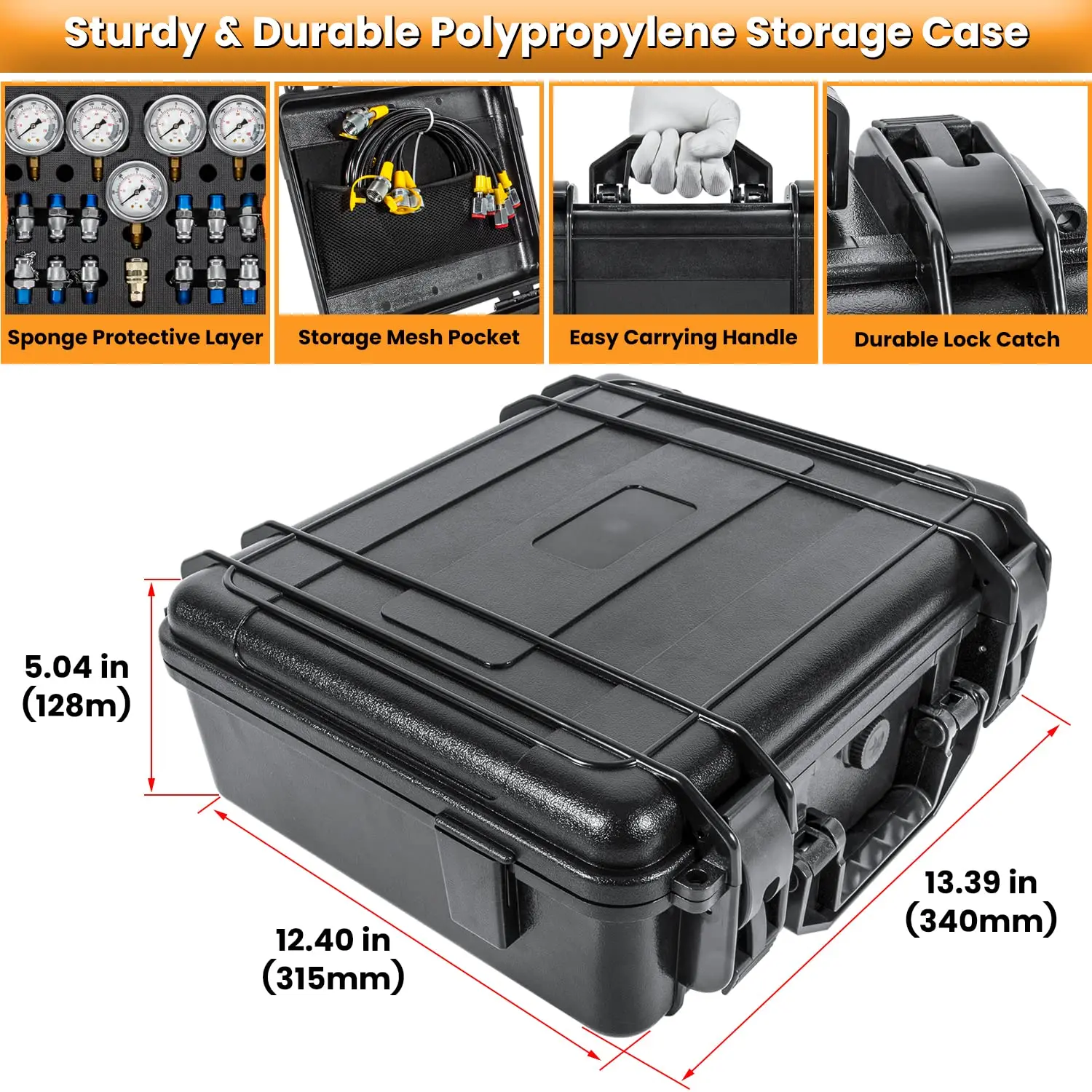 Hydraulic Pressure Test Kit Excavator Hydraulic Test Gauge Sets With Carrying Case for Excavator Tractors Machinery Accessories