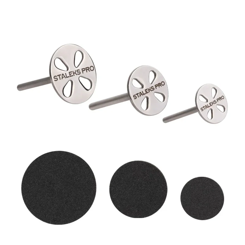 1 set STALEKS carta abrasiva in acciaio inossidabile disco rotondo 3/32 "disco metallico 15/20/25mm punta da trapano per unghie accessorio strumento per lucidare la lima del piede