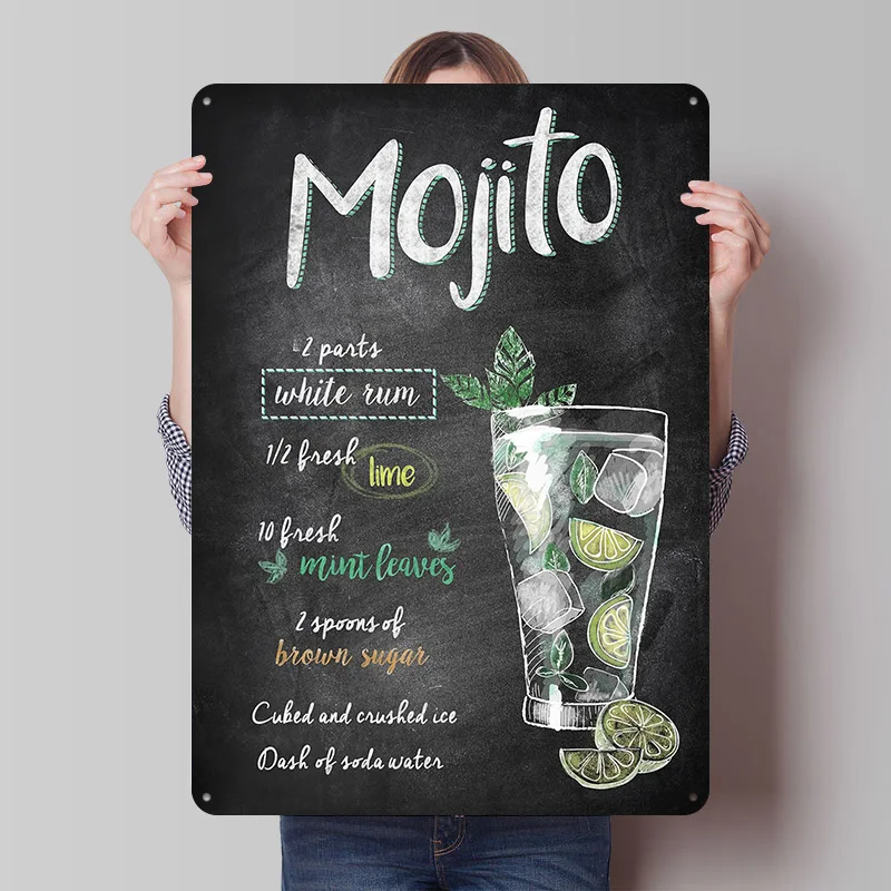 Mojito Tinplate Posters Customizable Wall Art Retro Vintage Metal Signs for Home Room Setup Decorations Wand Deko Office Decor