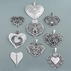 Vintage Large Tribal Metal Heart Charm Pendant Bohemian Handmade Necklace Jewelry Making Accessories Crafts Findings