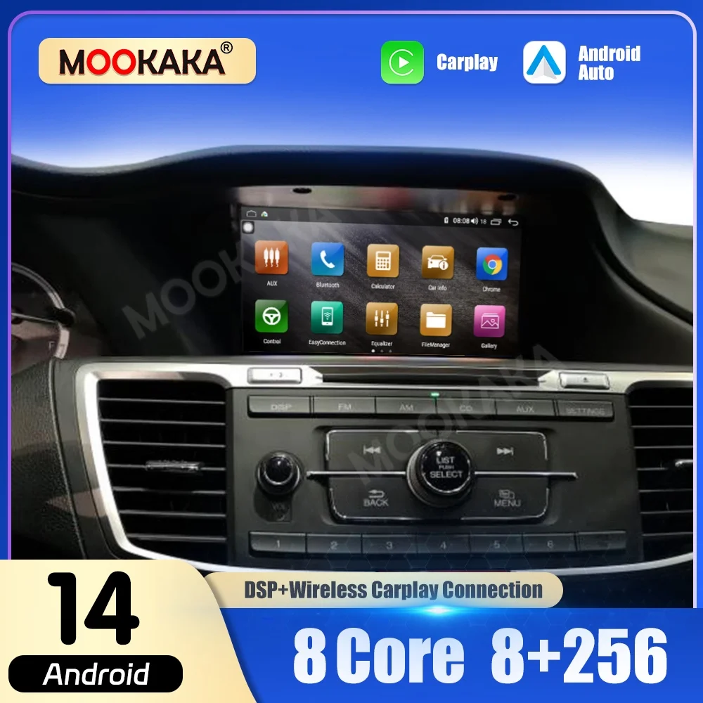 Para Honda Accord 9. a generación 2014 ~ 2016 Radio de coche reproductor Multimedia Carplay Android Auto Autoradio estéreo GPS Navi unidad principal