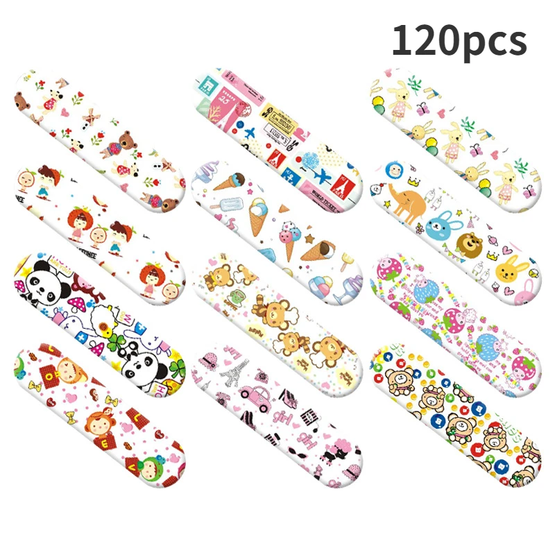 100/120Pcs Set Wound Strips Cartoon Patterned Curitas Band Aid for Children Baby Patch Plaster Dressing Adhesive Bandages