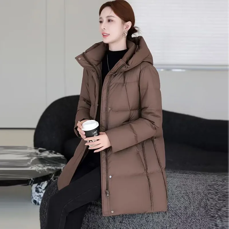 

2025 New Winter Hooded Cotton-Padded Coat Women's Overcoat Mid-Length Thicke Warm Parker Korean Loose Bread Clothing