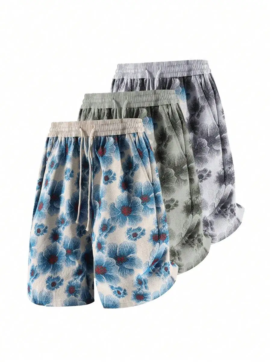 

Mens Floral Print Casual Shorts Relaxed Fit Elastic Drawstring Waist For Beach Vacation Streetwear