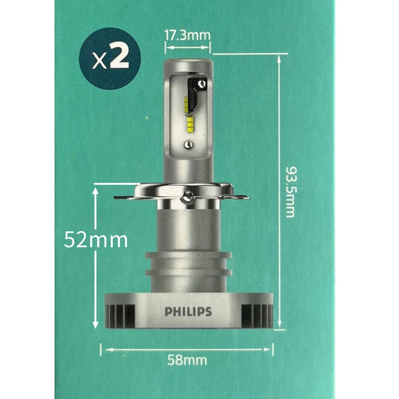 مصباح أمامي Philips LED H4 Ultinon LED 6000K أبيض بارد + تصميم مدمج لضوء السيارة اللامع بنسبة 160%، زوج #2