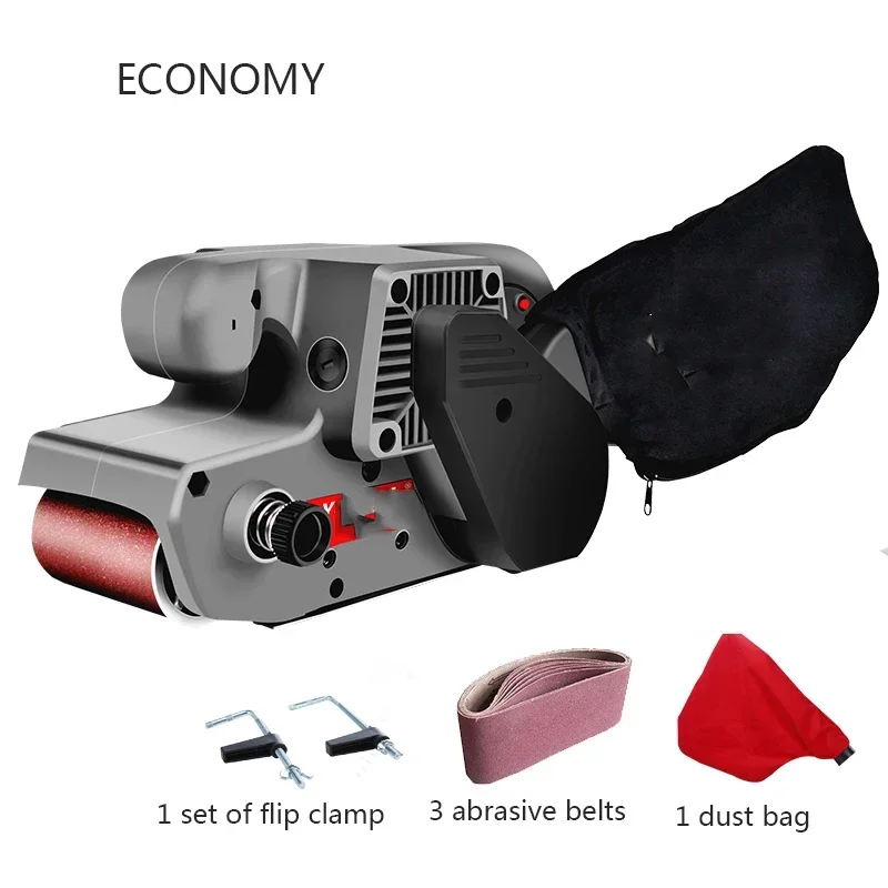 New Small HBS76B Electric Woodworking Portable Flat-Bottom Sanding Machine 220V Belt Dust Bag Sanding Belt Polishing Machine