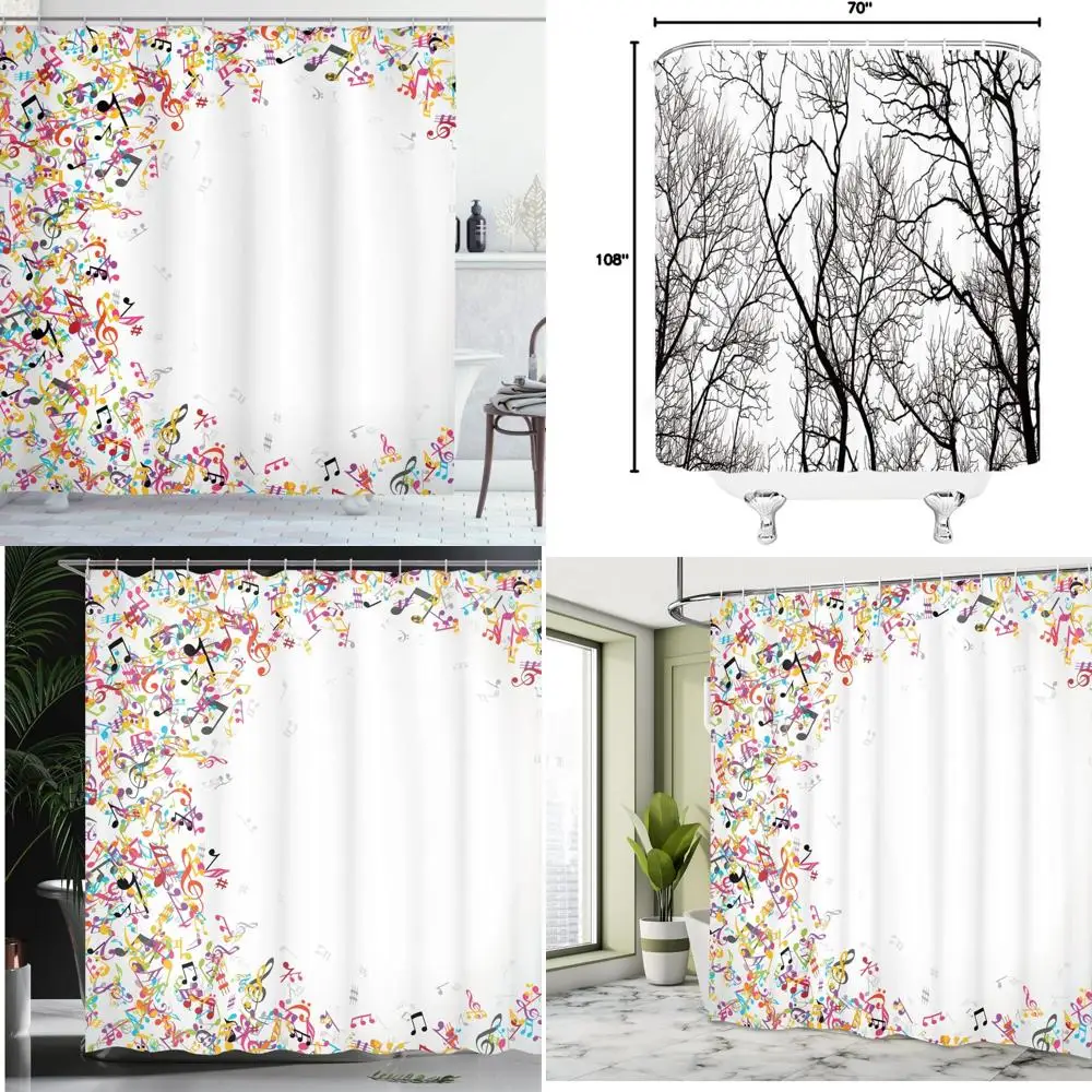 

красочная мелодия занавеска для душа - яркие музыкальные ноты и поющая тема для праздничного декора ванны