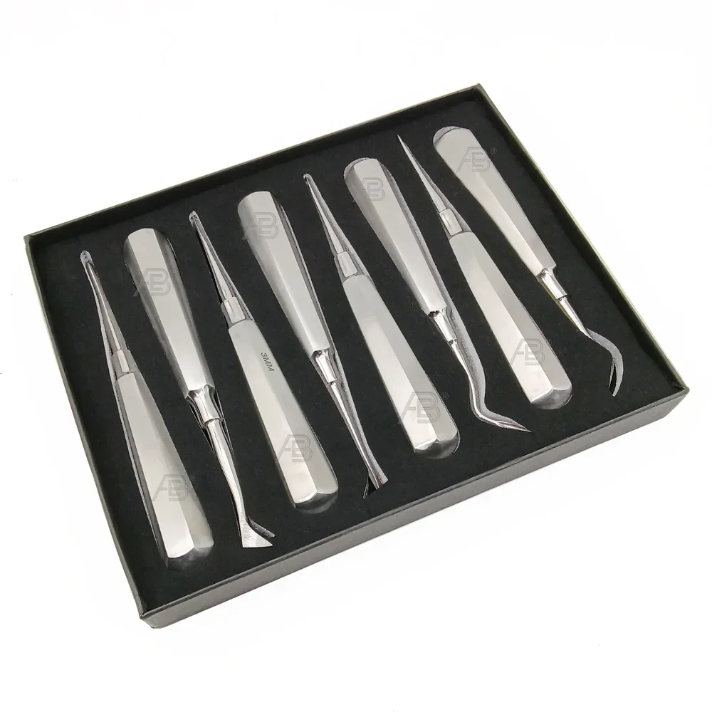 8PCS/Set Elevator Stainless Steel Teeth Extraction Tools Kit  Curved Root Elevator Dentist Tools fast shipping