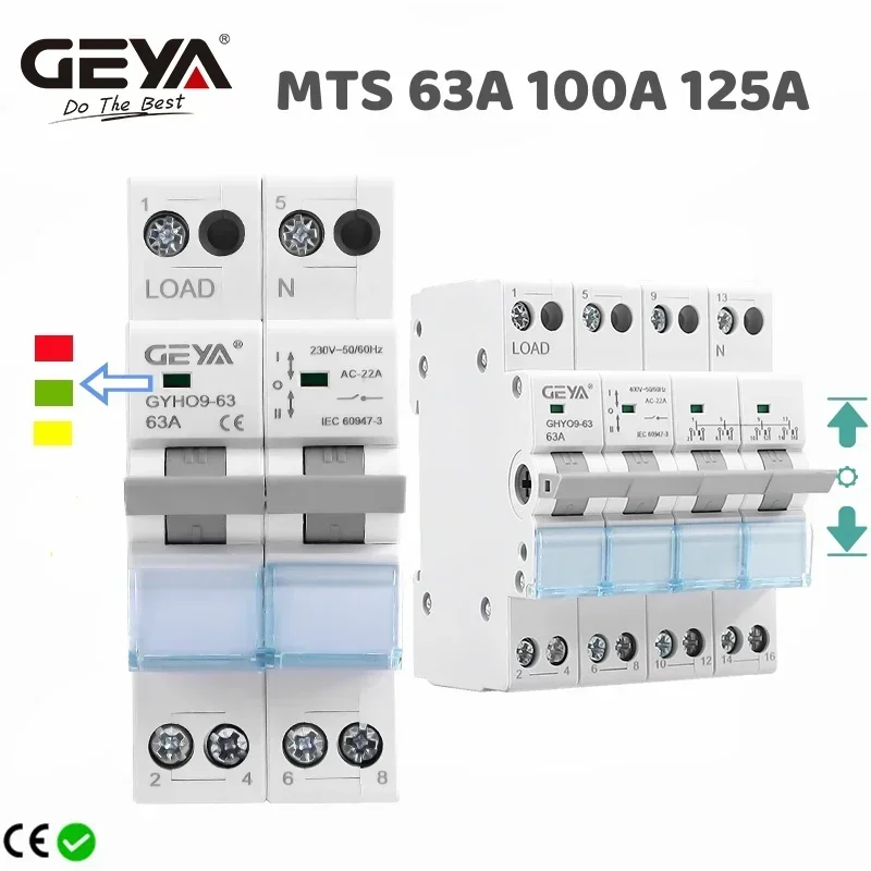 GEYA GYHO9 Manual Transfer Switch NEW Design with Indicator 63A 100A 125A MTS Dual Power Manual Conversion Isolating Switch