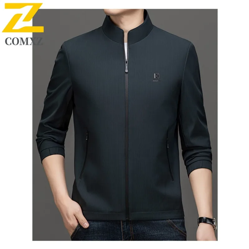 

Men's Stand Collar Work Jacket Spring Season Busirss Casual Windproof Waterproof wrinkle resistance Coat Suitable For Office Use