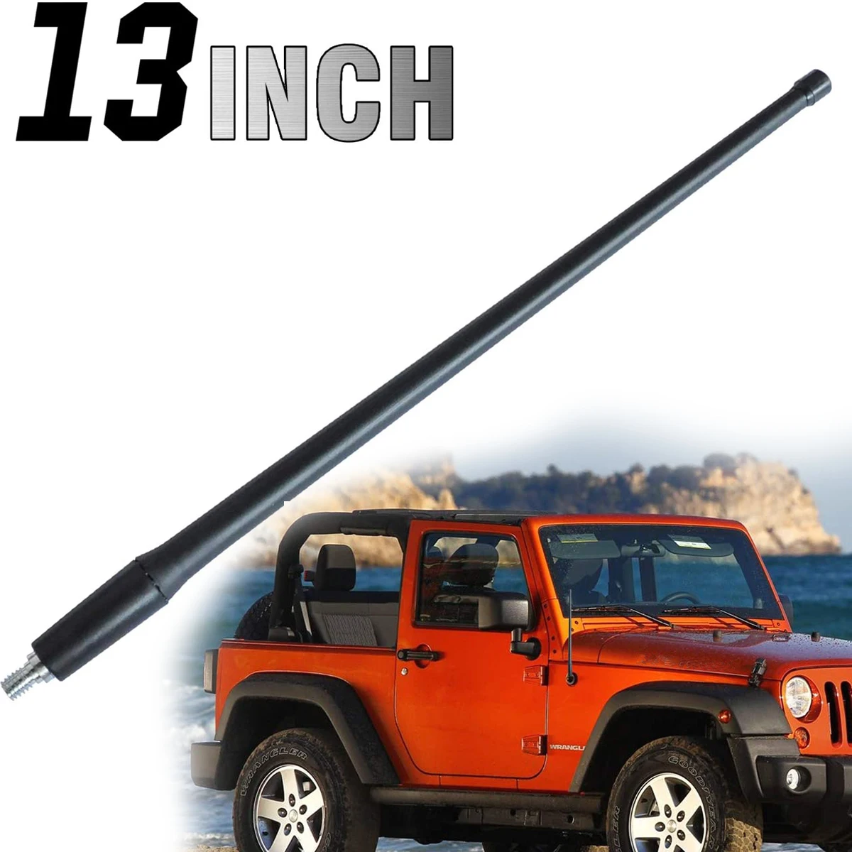 

13Inch Rubber Antenna Radio AM/FM Signal Aerial Replacement for Jeep Wrangler JK 2007-2017