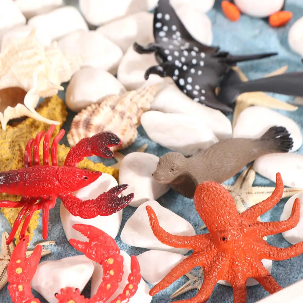 12pcs Plastic Sea Life Animals Model Shark Turtle Crab Starfish Ocean Animals Ornaments Collectible Multicolor - view 3