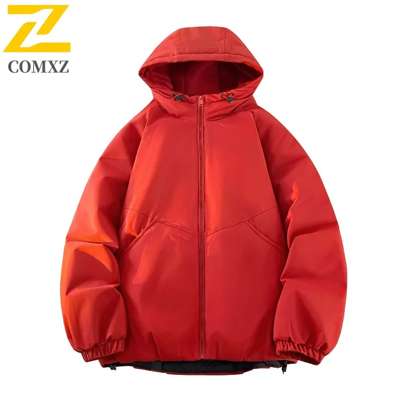 

COMXZ Men Winter New Down Jacket Casual Hooded Outdoor Riding Cold Proof Parka Leisure Comfort Wind Resistant Padding Coat