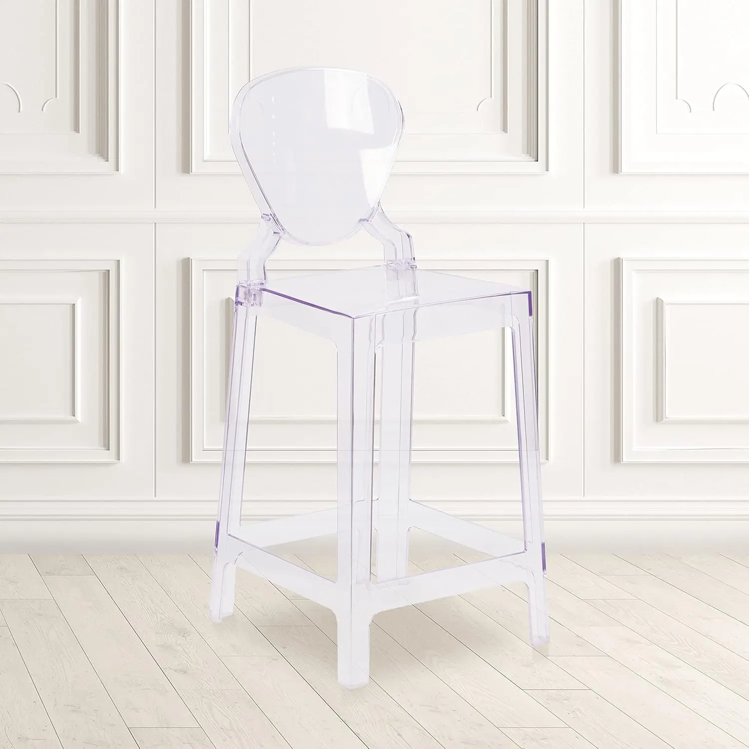 Ghost Counter Stool With Tear Back In Transparent Crystal