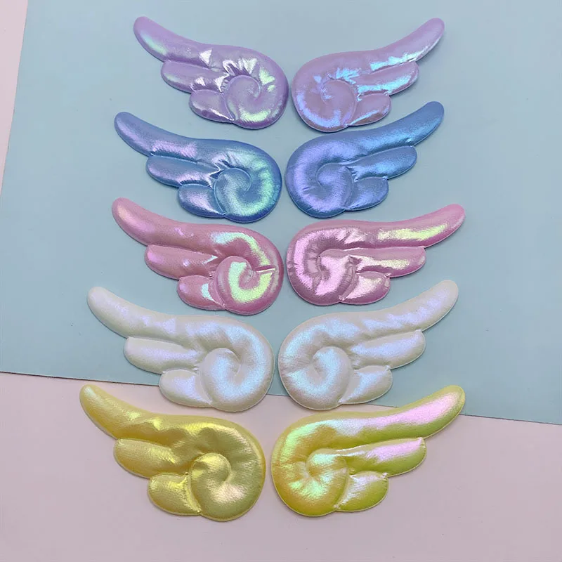 30Pcs 7.8*3.6CM Shiny Pu Angel Wing Padded  Appliques For DIY Brooch Jewelry Accessories Children\'s Clothing Toys Decor Patches