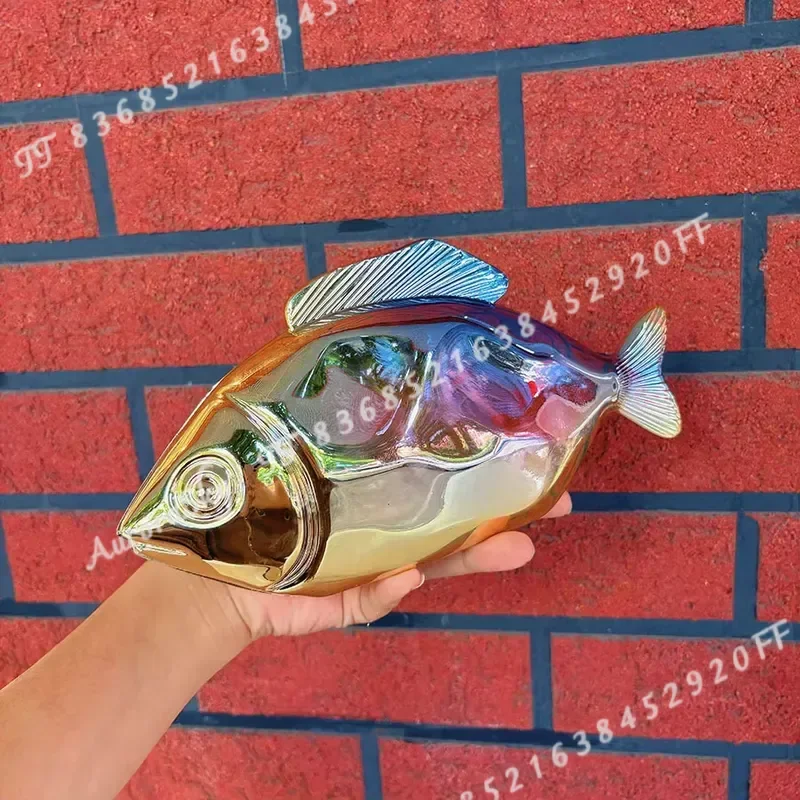 New Acrylic Shell Clutch Bag for Women Designer Evening Party Cute Metal Shiny Purse Gold Silver Blue Egg Handbag Gift