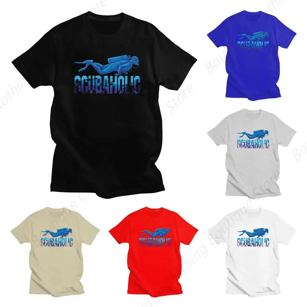 Scuba Diver Tshirt for Men Short Sleeve Leisure T Shirt Fashion Ocean Diving T-shirts Loose Fit Cotton Tee Gift Idea