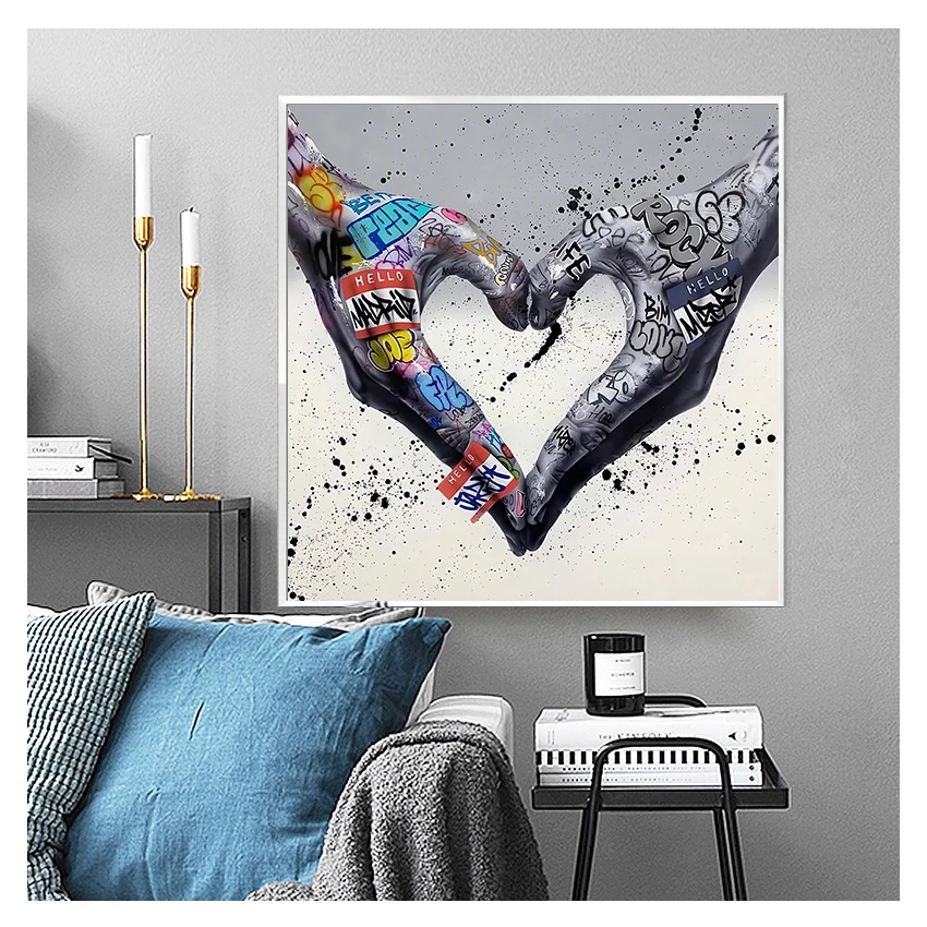 Inspirational Posters and Prints Street Wall Art Pictures for Living Room Home Decor Gesture Graffiti Art Canvas Painting