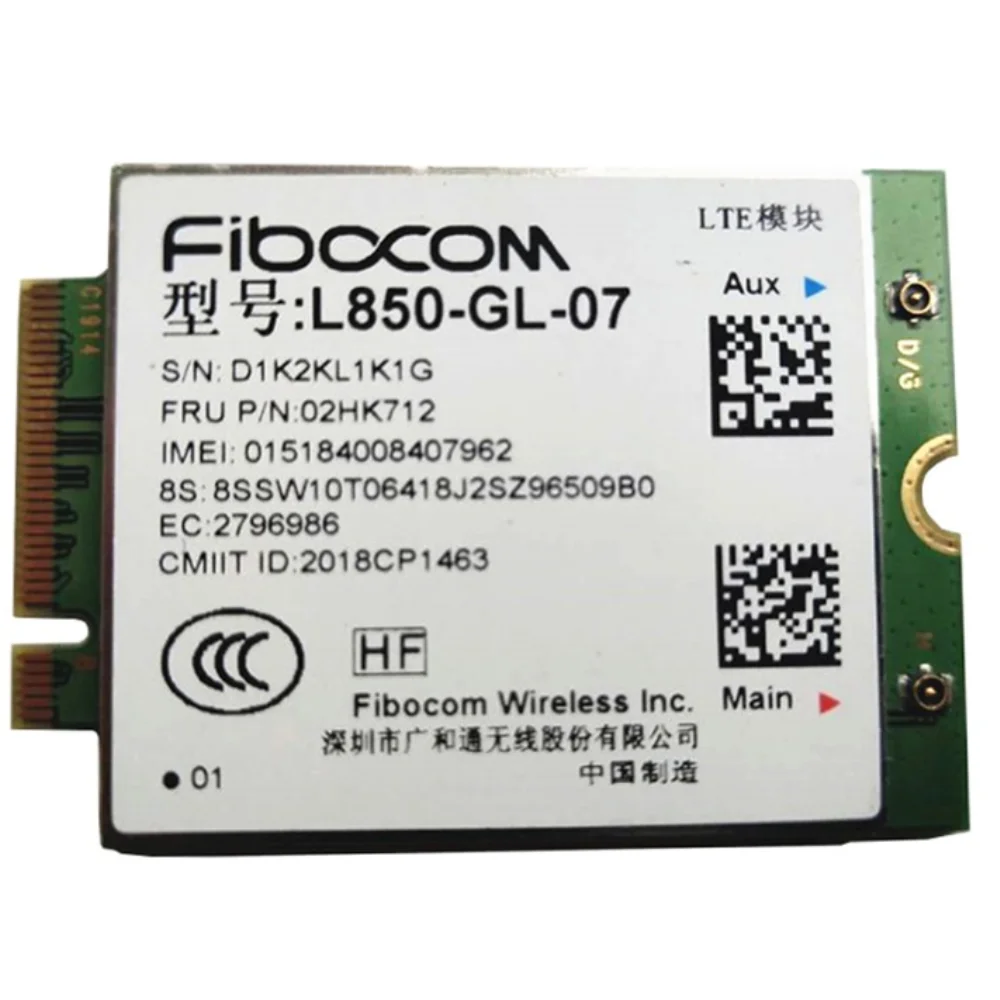 Fibocom  L850-GL 4G Wireless M.2 WWAN Card For Lenovo Thinkpad X1 carbon 7th T490 X390 T490S P53s P43s P72 P72S FRU 02HK712