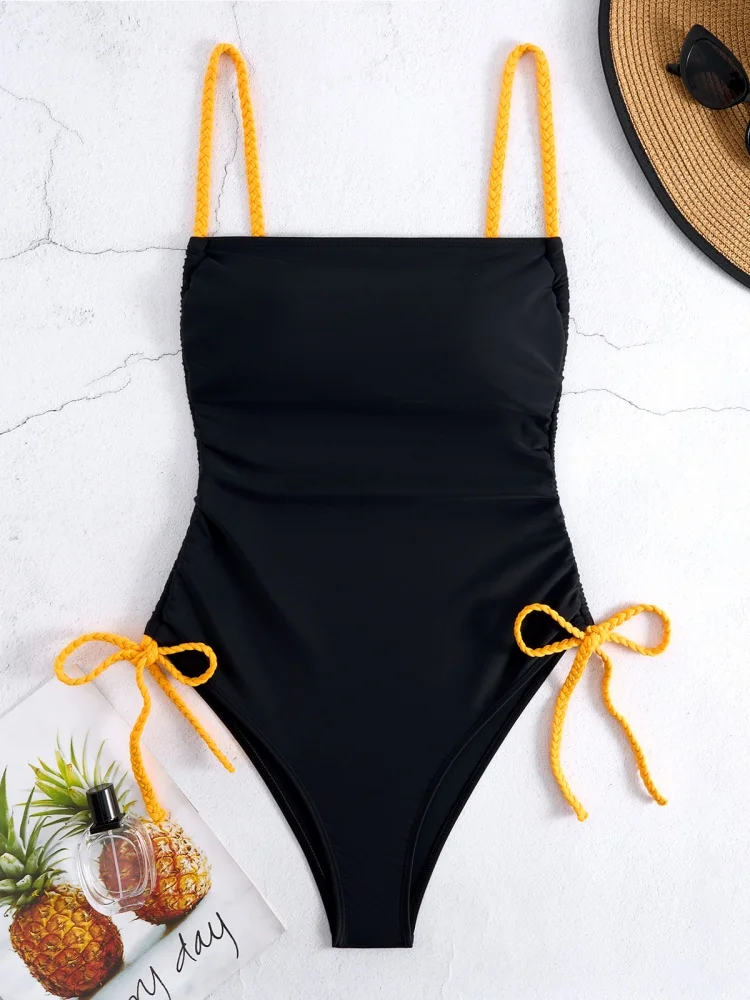 

Цельный купальник для женщин, новинка 2025, бандо с принтом, сексуальное боди, купальник, монокини, летний купальный костюм на шнурке для женщин