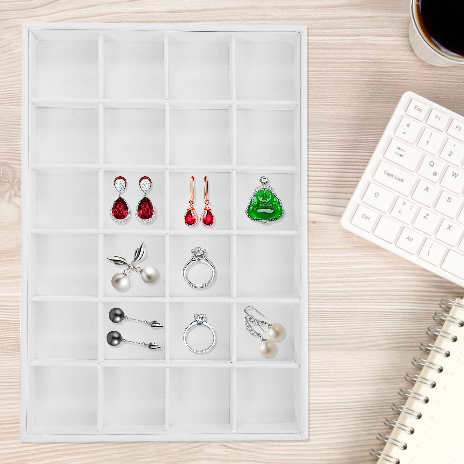 

Pu Stackable Jewelry Tray Organizer Rings Earrings Storage Drawer Compartment Trays Jewelry Display Case For Men Women