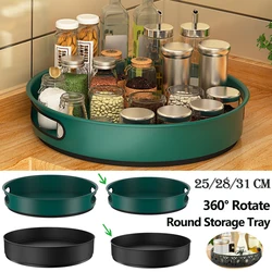 Round Storage Tray Stainless Steel 360° Revolving Turntable Kitchen Organizer Living Room Coffee Table Cosmetic Tray Home Decor