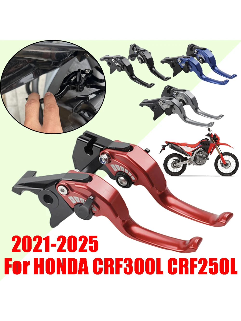 Dla HONDA CRF300L CRF250L CRF300 CRF250 CRF 300 L 2021 - 2025 Akcesoria Motocyklowe Krótkie Dźwignie Hamulca i Sprzęgła Dwupalcowe — 2