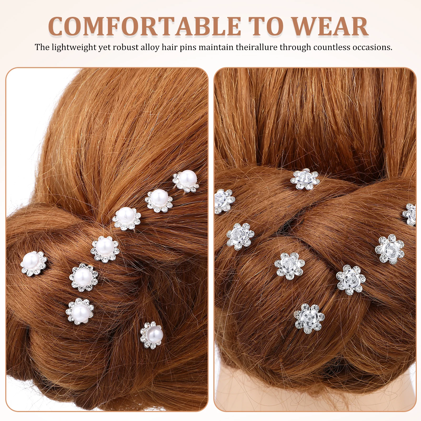 

40pcs Bridal Hair Styling Pins Forks Rhinestone U Shape Hairpins Wedding Prom Hair Styling Pins Artificial Pearl Decor