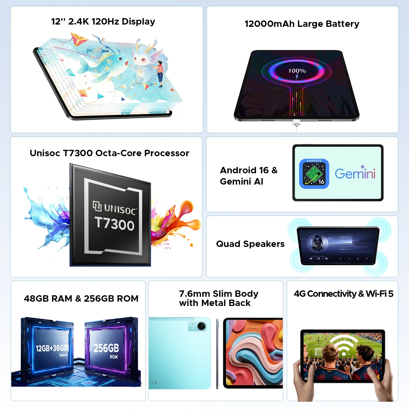 POCKAM P12 Pro Android 16 2 in 1 Tablet PC Gemini AI 12
