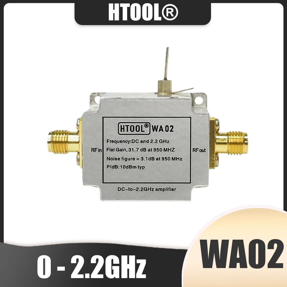 HTOOL WA02 Low Noise Broadband Amplifier 0-2.2GHz 31.7dB Gain 50Ω Internal Matching LNB IF Amplifier