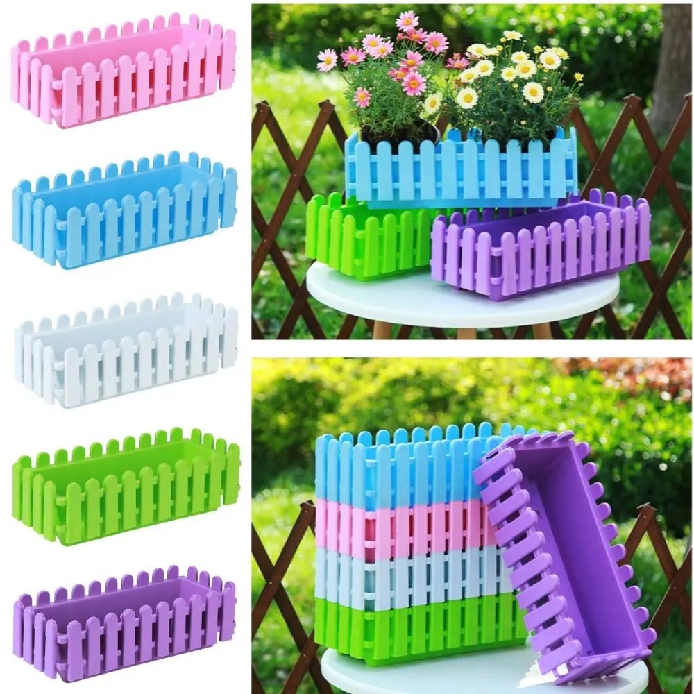 

Portable Rectangular Flower Pots Strip Plastic Fence Basin Large Thickened Handmade Vegetable Slot Extra Outside